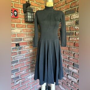 Vintage Betsy Johnson 90’s long sleeve mock neck black knit midi dress